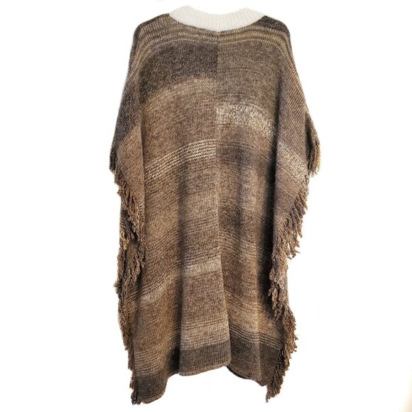 Zara Rustic Fringe Wool Alpaca Longline OVERSIZED Poncho - Picture 4 of 7